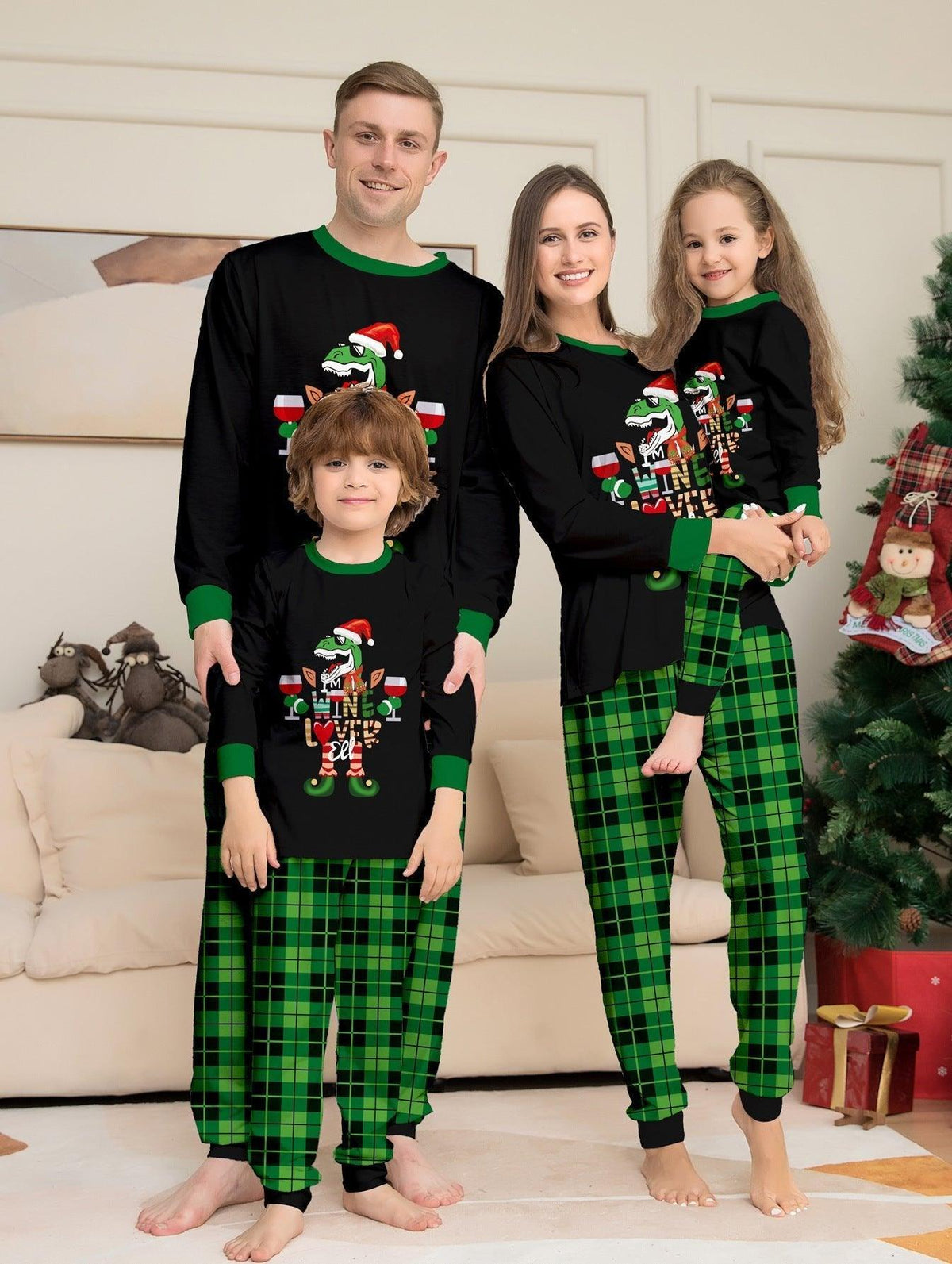 New Christmas Family Matching Pajamas | Colorful Cartoon Bull Print | Round - Neck Sleepwear for Parent - Child Outfits - Coscosmos