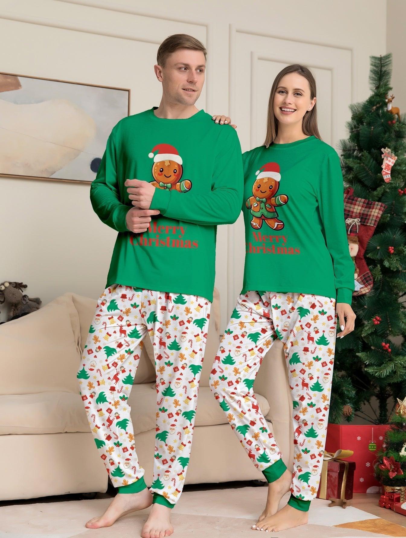 New Christmas Gingerbread Man Letter Print Family Matching Pajamas | Cute and Festive Holiday Sleepwear Set - Coscosmos