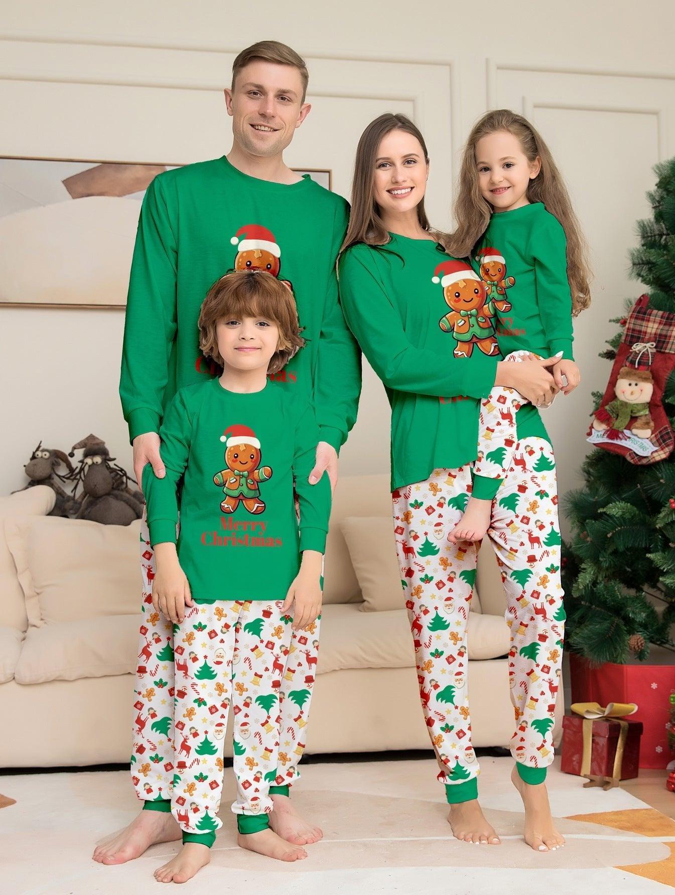 New Christmas Gingerbread Man Letter Print Family Matching Pajamas | Cute and Festive Holiday Sleepwear Set - Coscosmos