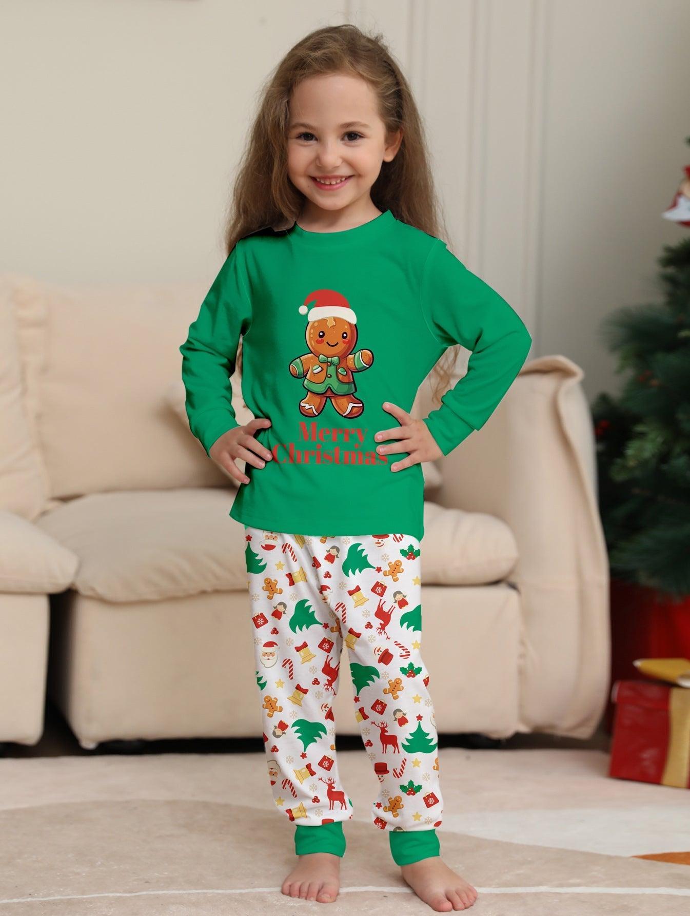 New Christmas Gingerbread Man Letter Print Family Matching Pajamas | Cute and Festive Holiday Sleepwear Set - Coscosmos