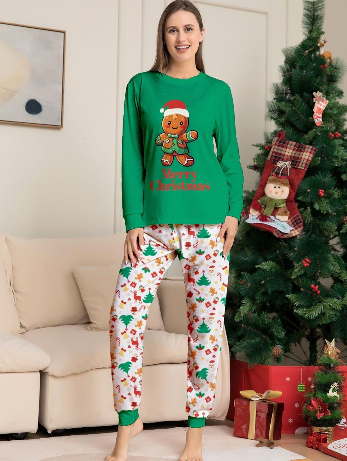 New Christmas Gingerbread Man Letter Print Family Matching Pajamas | Cute and Festive Holiday Sleepwear Set - Coscosmos