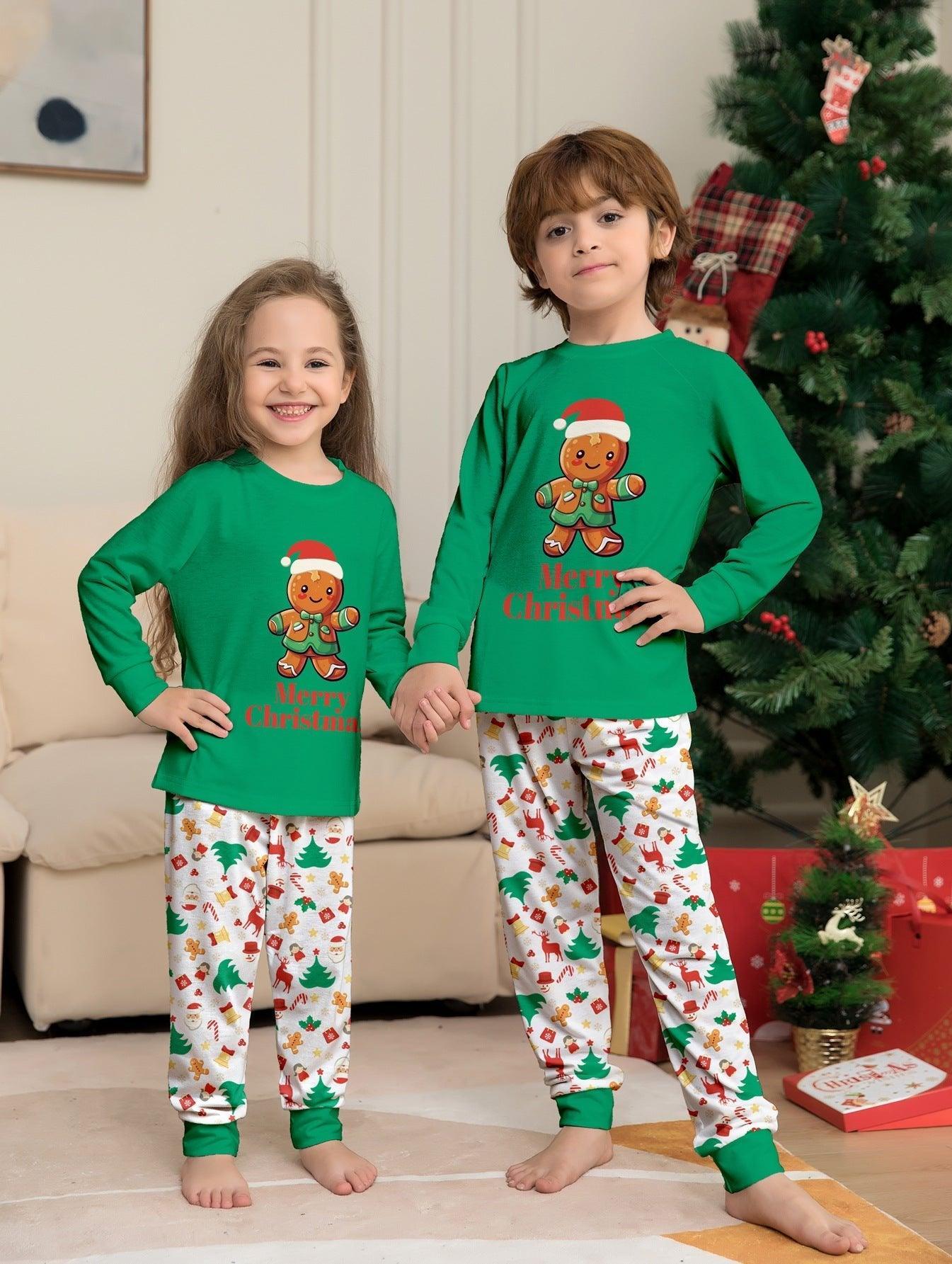 New Christmas Gingerbread Man Letter Print Family Matching Pajamas | Cute and Festive Holiday Sleepwear Set - Coscosmos