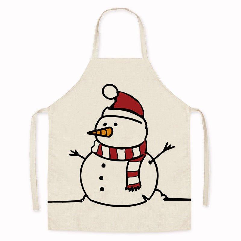 New Christmas home kitchen imitation hemp housework apron cartoon cross - border oil - proof stains adult men's and women's work clothes - Coscosmos