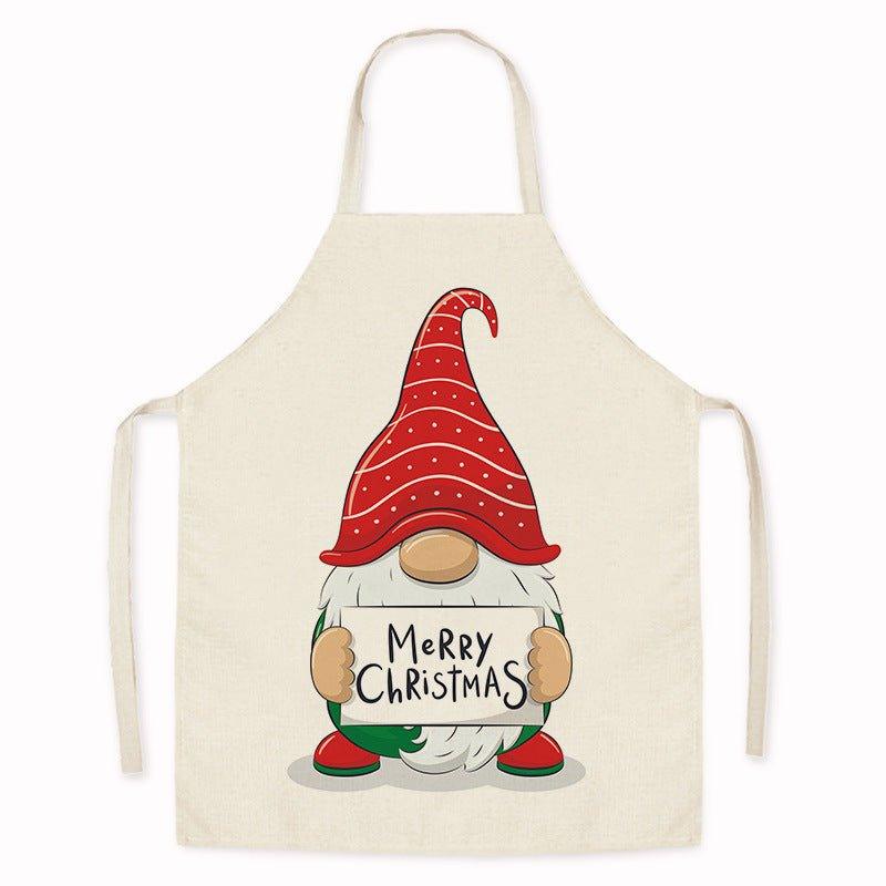 New Christmas home kitchen imitation hemp housework apron cartoon cross - border oil - proof stains adult men's and women's work clothes - Coscosmos