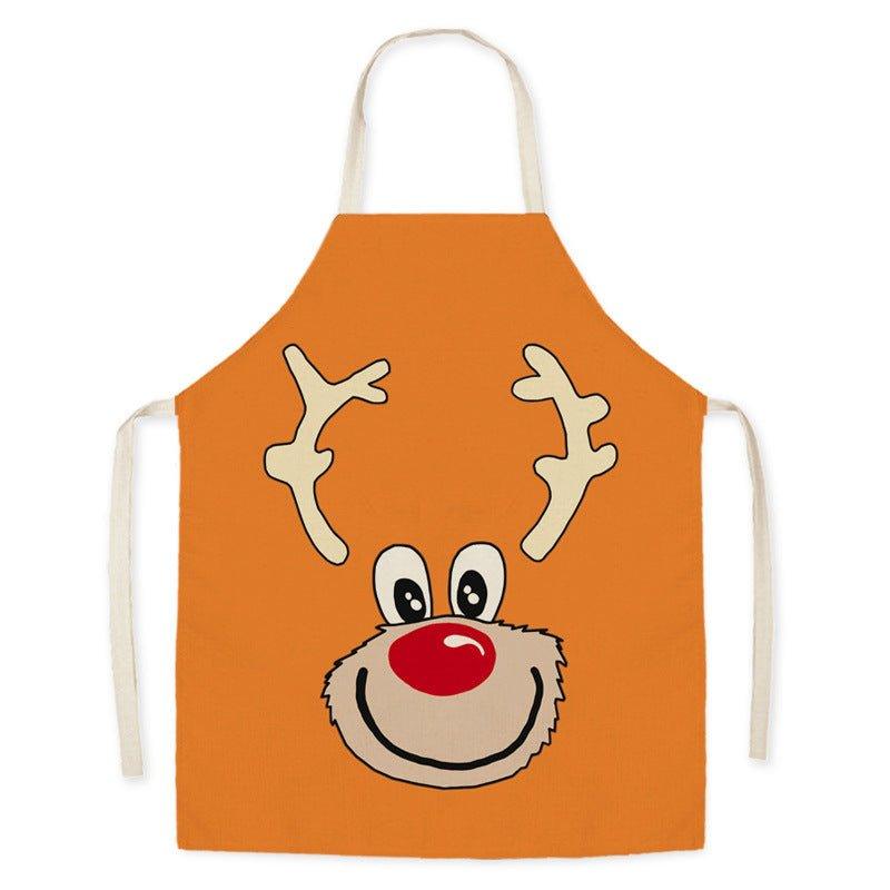 New Christmas home kitchen imitation hemp housework apron cartoon cross - border oil - proof stains adult men's and women's work clothes - Coscosmos