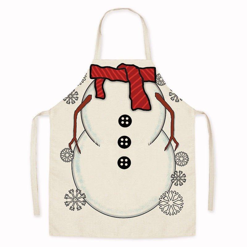 New Christmas home kitchen imitation hemp housework apron cartoon cross - border oil - proof stains adult men's and women's work clothes - Coscosmos