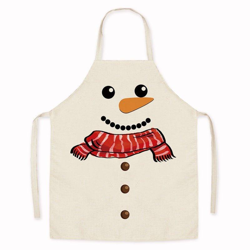 New Christmas home kitchen imitation hemp housework apron cartoon cross - border oil - proof stains adult men's and women's work clothes - Coscosmos