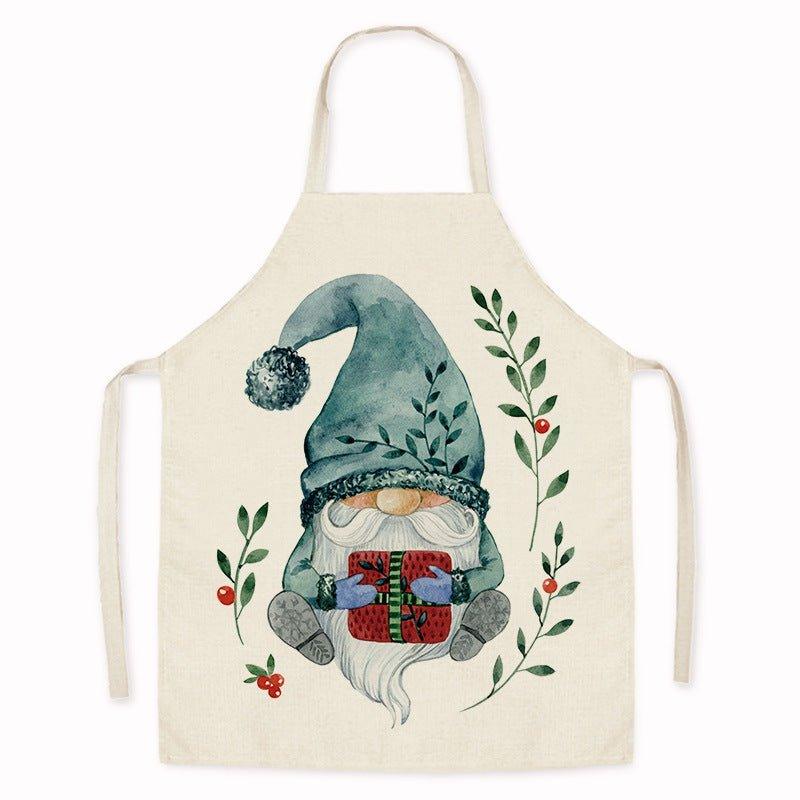 New Christmas home kitchen imitation hemp housework apron cartoon cross - border oil - proof stains adult men's and women's work clothes - Coscosmos