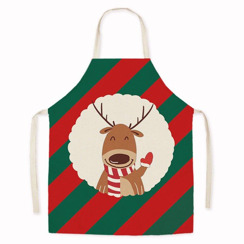 New Christmas home kitchen imitation hemp housework apron cartoon cross - border oil - proof stains adult men's and women's work clothes - Coscosmos