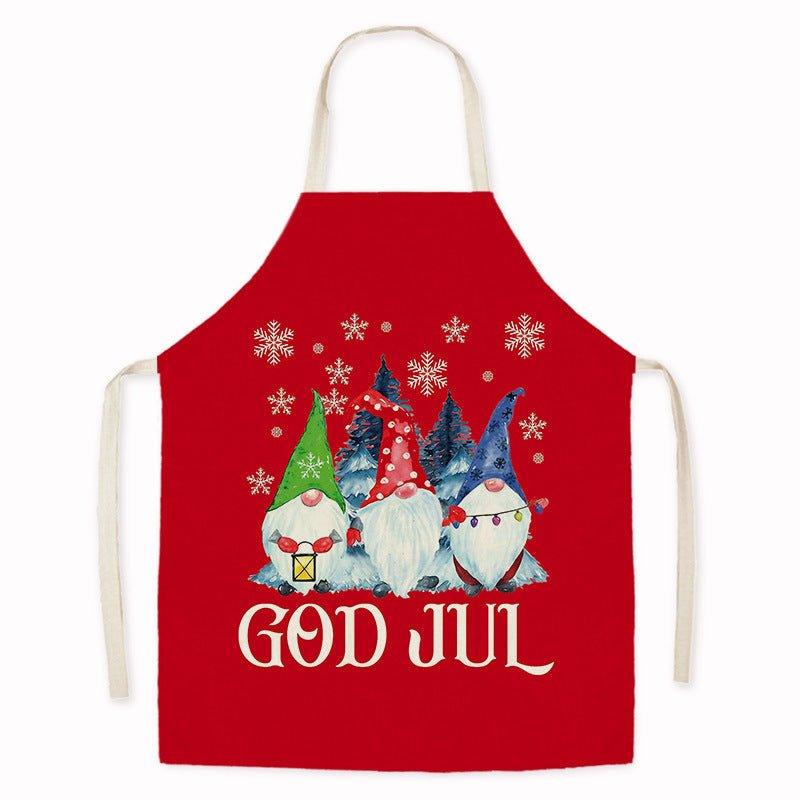 New Christmas home kitchen imitation hemp housework apron cartoon cross - border oil - proof stains adult men's and women's work clothes - Coscosmos