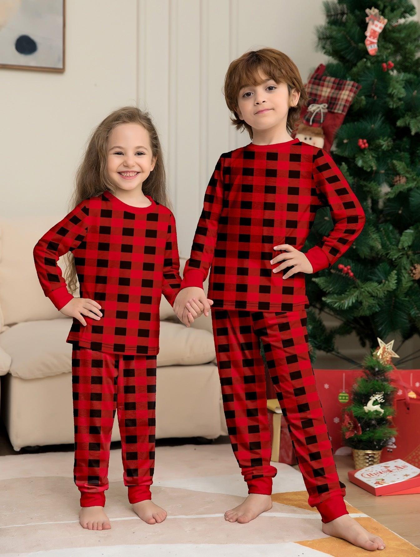 New Christmas Red Plaid Color - Block Family Matching Pajama Set | Long - Sleeve Holiday Loungewear for Parents & Kids - Coscosmos