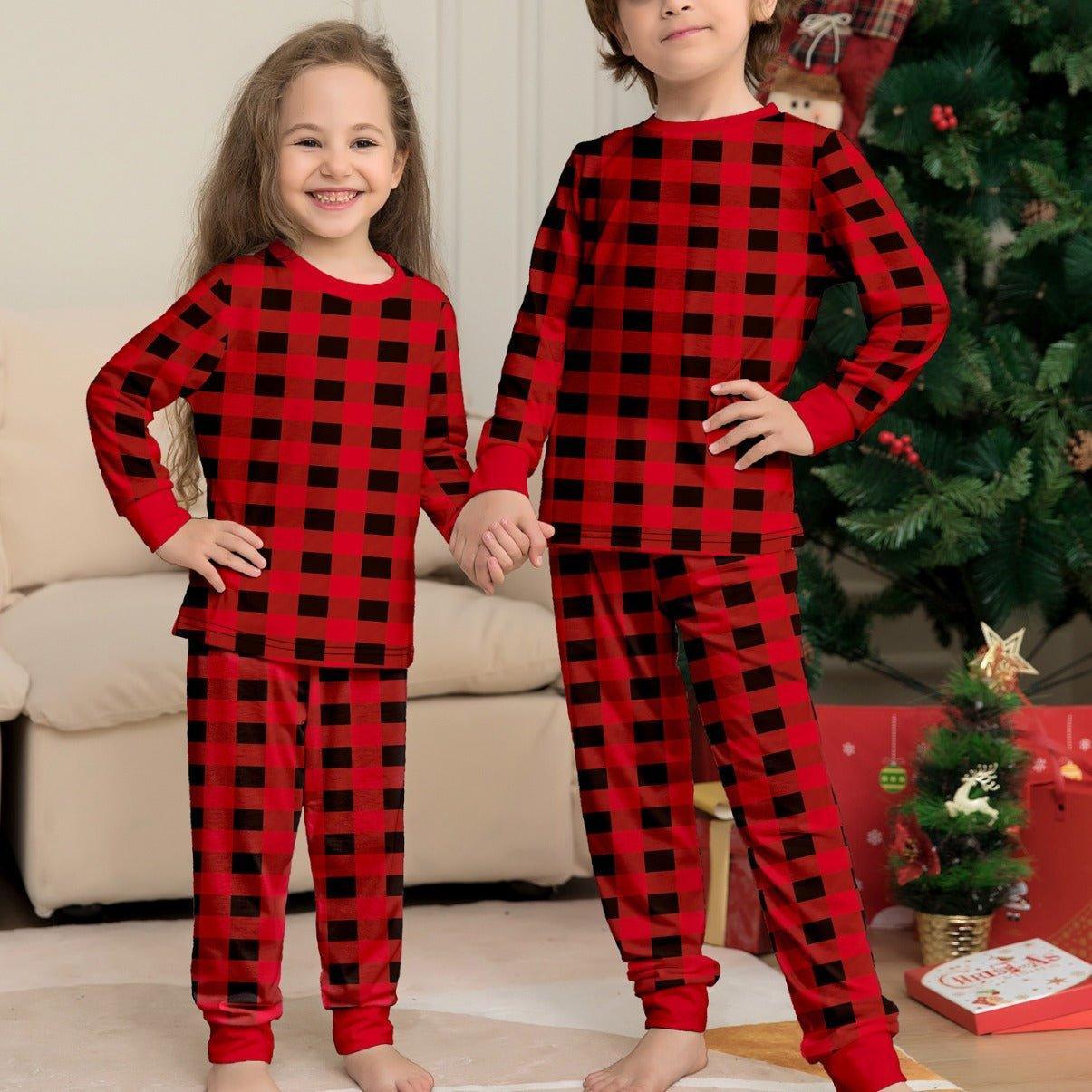 New Christmas Red Plaid Color - Block Family Matching Pajama Set | Long - Sleeve Holiday Loungewear for Parents & Kids - Coscosmos