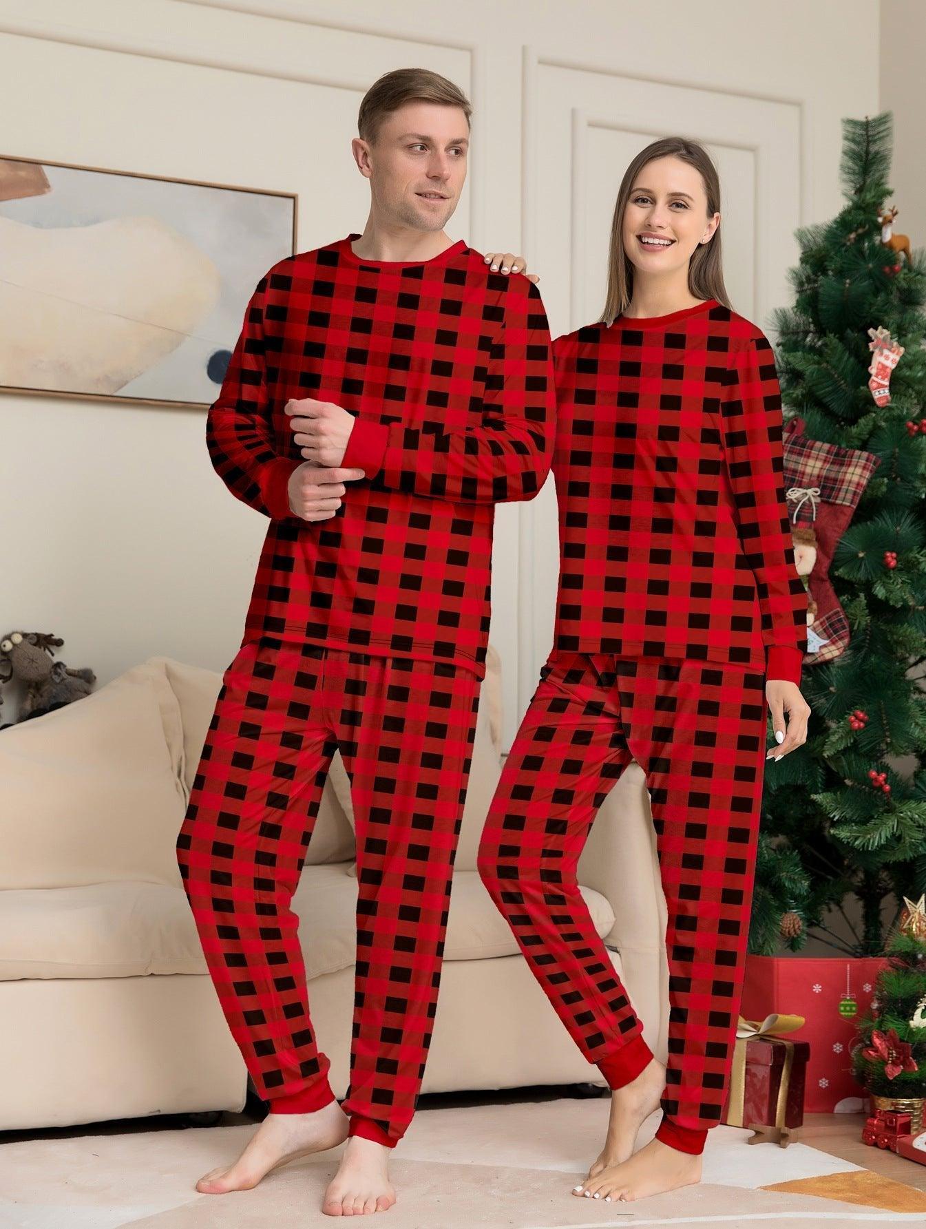 New Christmas Red Plaid Color - Block Family Matching Pajama Set | Long - Sleeve Holiday Loungewear for Parents & Kids - Coscosmos