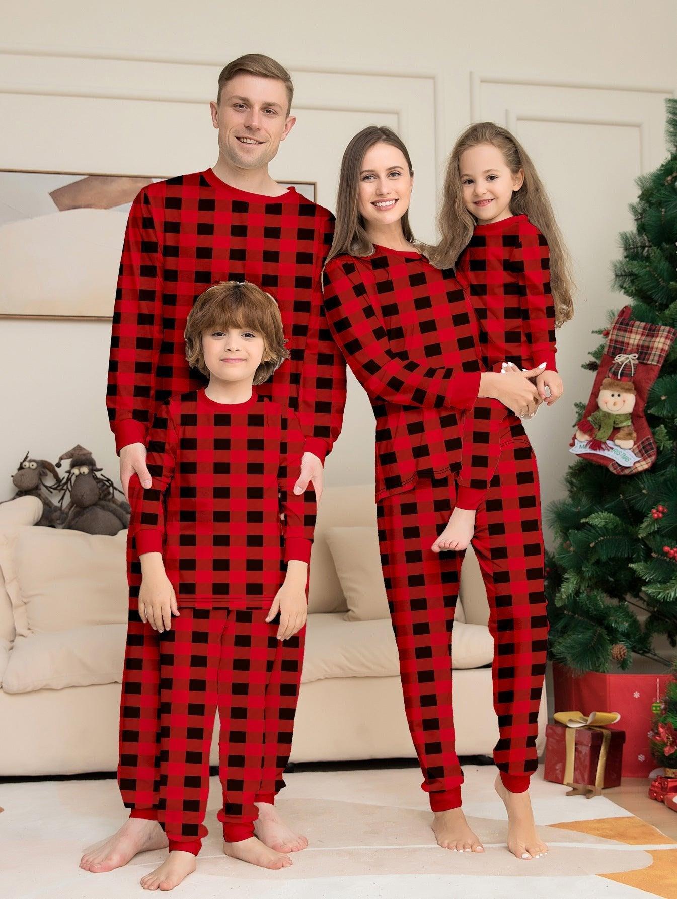 New Christmas Red Plaid Color - Block Family Matching Pajama Set | Long - Sleeve Holiday Loungewear for Parents & Kids - Coscosmos