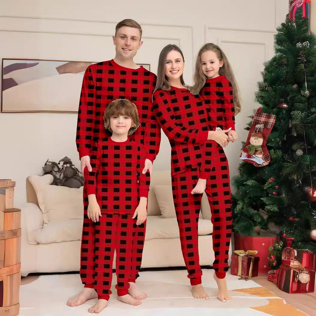 New Christmas Red Plaid Color - Block Family Matching Pajama Set | Long - Sleeve Holiday Loungewear for Parents & Kids - Coscosmos