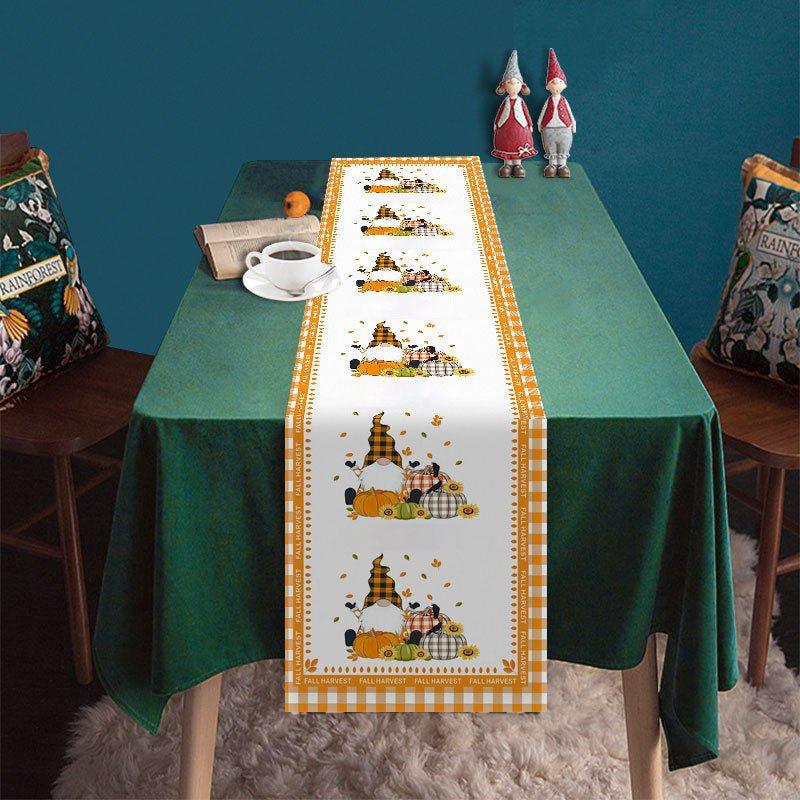 New Creative Thanksgiving Decoration Table Runner Cute Gnome Pumpkin Harvest Festival Decoration Tablecloth Coffee Table Decoration Cloth - Coscosmos