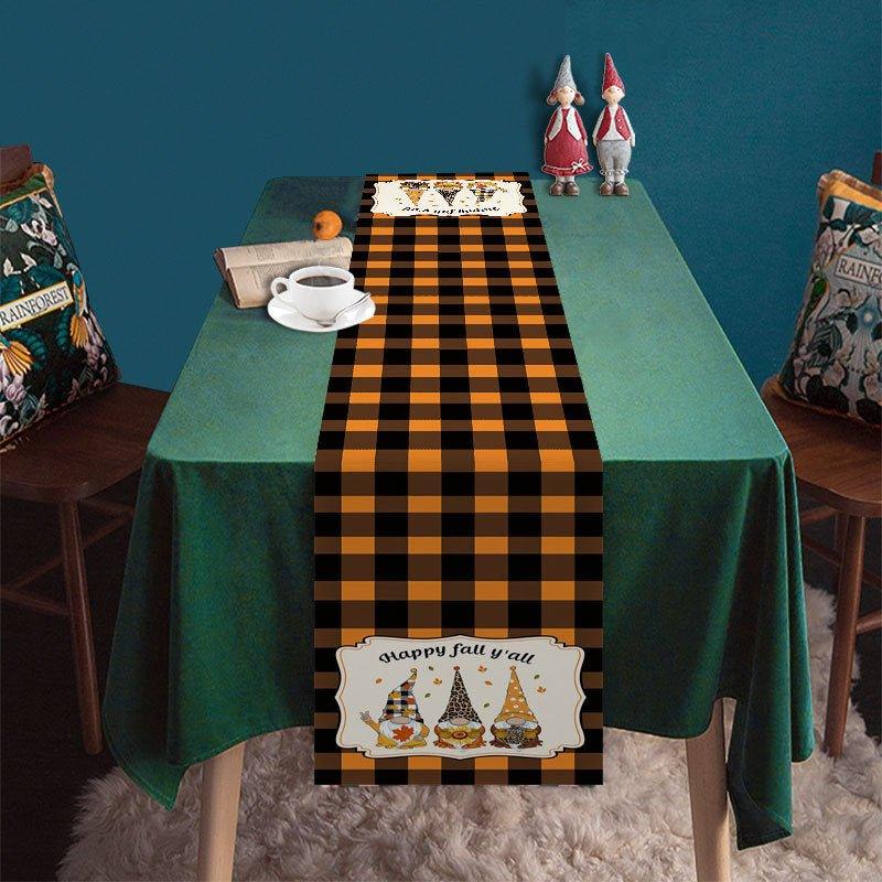 New Creative Thanksgiving Decoration Table Runner Cute Gnome Pumpkin Harvest Festival Decoration Tablecloth Coffee Table Decoration Cloth - Coscosmos