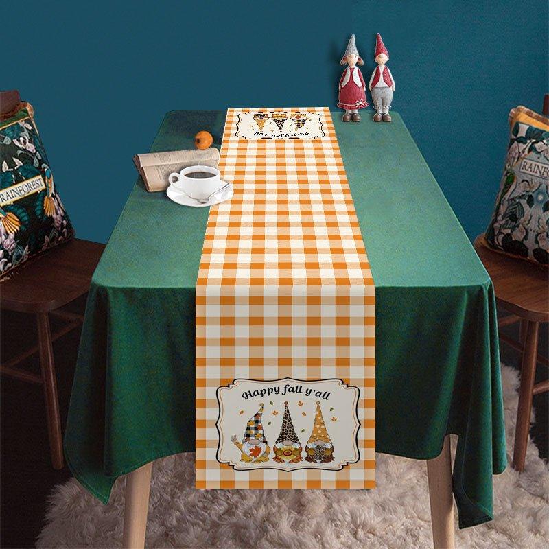 New Creative Thanksgiving Decoration Table Runner Cute Gnome Pumpkin Harvest Festival Decoration Tablecloth Coffee Table Decoration Cloth - Coscosmos