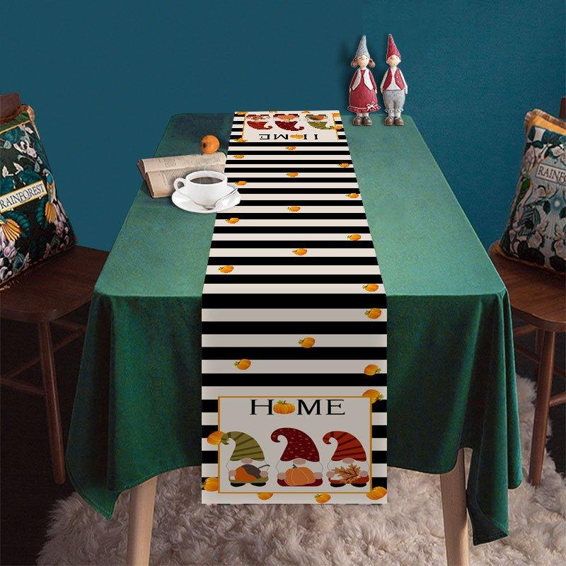 New Creative Thanksgiving Decoration Table Runner Cute Gnome Pumpkin Harvest Festival Decoration Tablecloth Coffee Table Decoration Cloth - Coscosmos