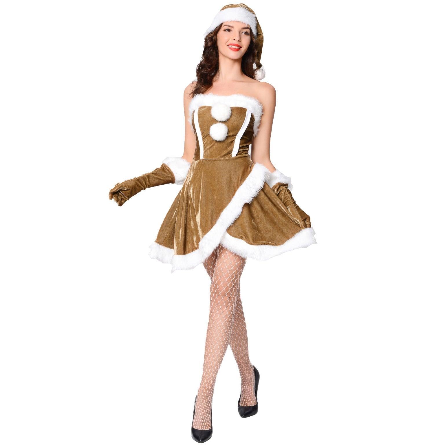 New cute sweetheart Japanese and Korean Christmas, themed party Christmas costumes, sexy tube top Christmas costumes - Coscosmos