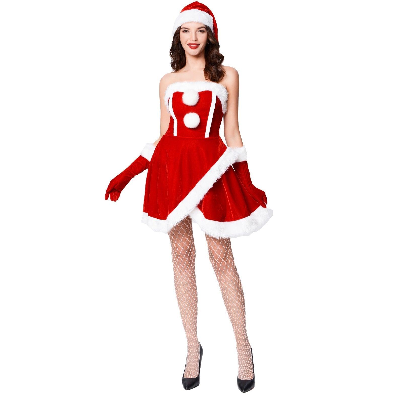 New cute sweetheart Japanese and Korean Christmas, themed party Christmas costumes, sexy tube top Christmas costumes - Coscosmos