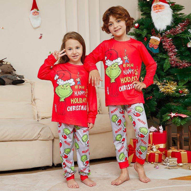 New Monster - Print Family Matching Pajama Set with Dog Outfit | Festive Christmas Family Loungewear - Coscosmos