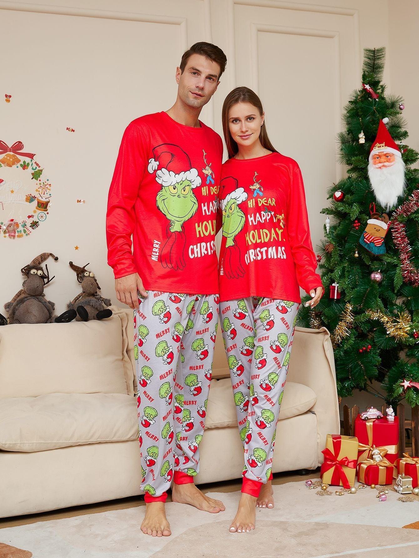 New Monster - Print Family Matching Pajama Set with Dog Outfit | Festive Christmas Family Loungewear - Coscosmos