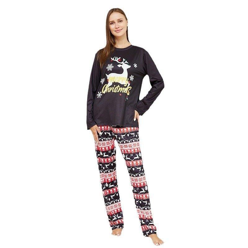 New Round - Neck Christmas Reindeer & Letter Pajama Set | Family Matching Sleepwear for Holiday Fun - Coscosmos