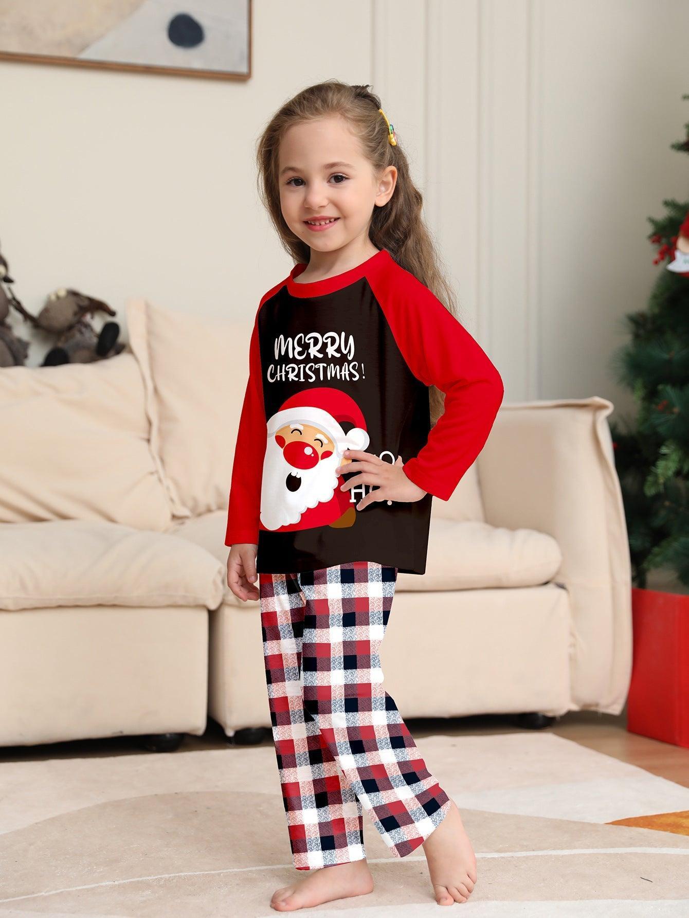 New Santa Claus Print Family Matching Pajamas | Christmas Plaid Family Sleepwear for Kids and Adults - Coscosmos