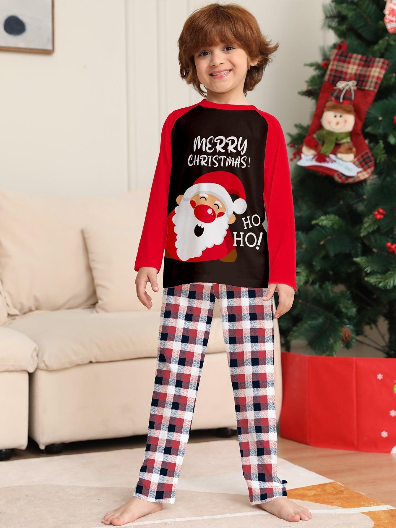 New Santa Claus Print Family Matching Pajamas | Christmas Plaid Family Sleepwear for Kids and Adults - Coscosmos