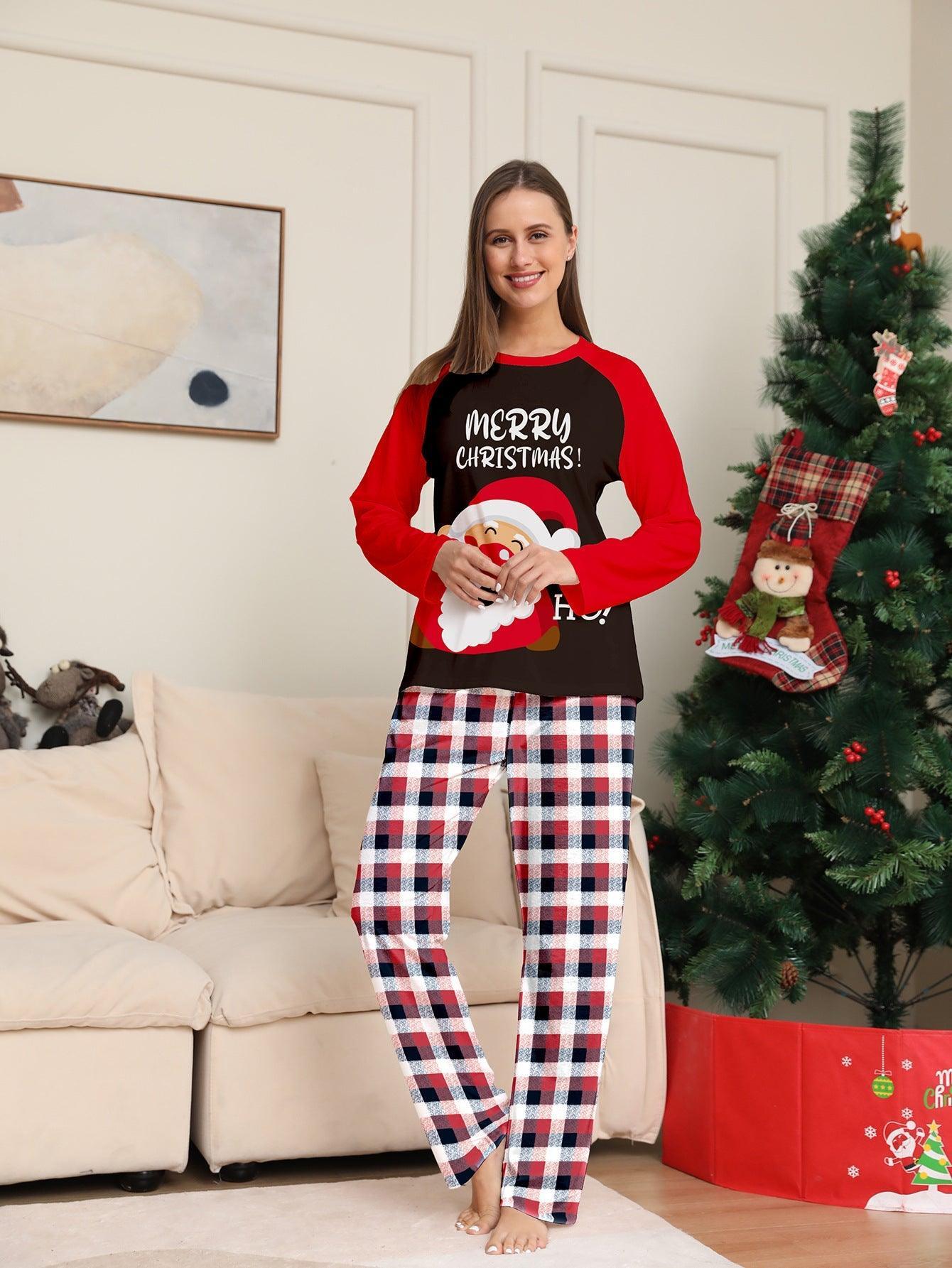 New Santa Claus Print Family Matching Pajamas | Christmas Plaid Family Sleepwear for Kids and Adults - Coscosmos