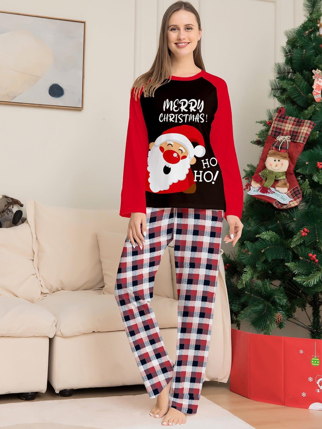 New Santa Claus Print Family Matching Pajamas | Christmas Plaid Family Sleepwear for Kids and Adults - Coscosmos