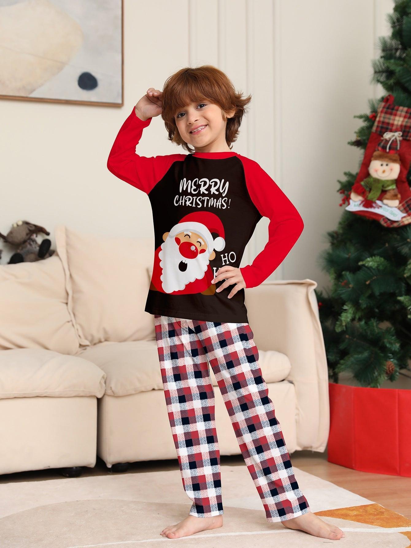 New Santa Claus Print Family Matching Pajamas | Christmas Plaid Family Sleepwear for Kids and Adults - Coscosmos