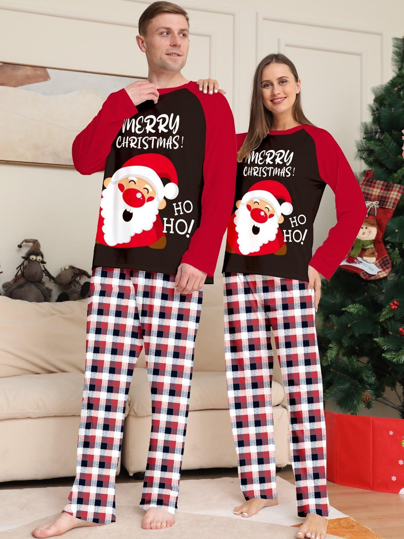 New Santa Claus Print Family Matching Pajamas | Christmas Plaid Family Sleepwear for Kids and Adults - Coscosmos