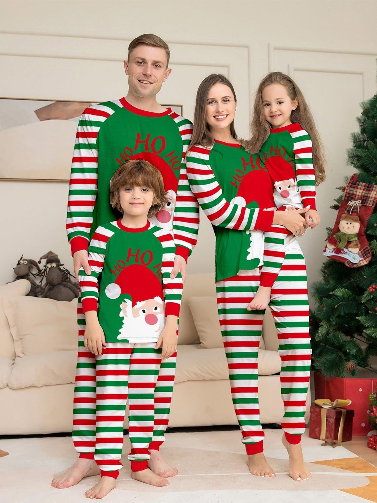 New Santa Striped Christmas Family Matching Pajamas Set | Cozy Holiday Sleepwear for Families - Coscosmos