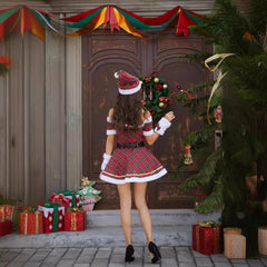 New sexy Christmas costumes, festive party costumes, costume uniforms, cape queen plaid Christmas costumes - Coscosmos