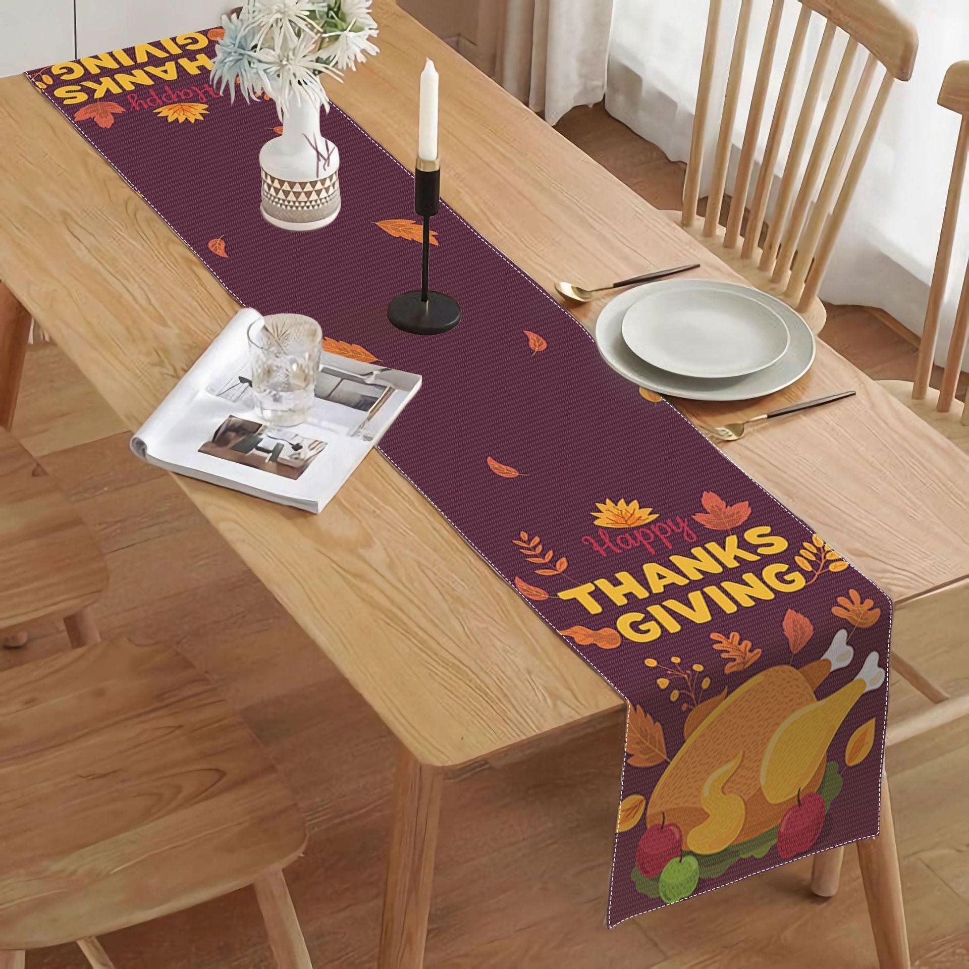 New Thanksgiving Table Flag Holiday Party Potluck Turkey Festival Pumpkin Decorative Table Mat Tablecloth Insulation Mat Amazon - Coscosmos