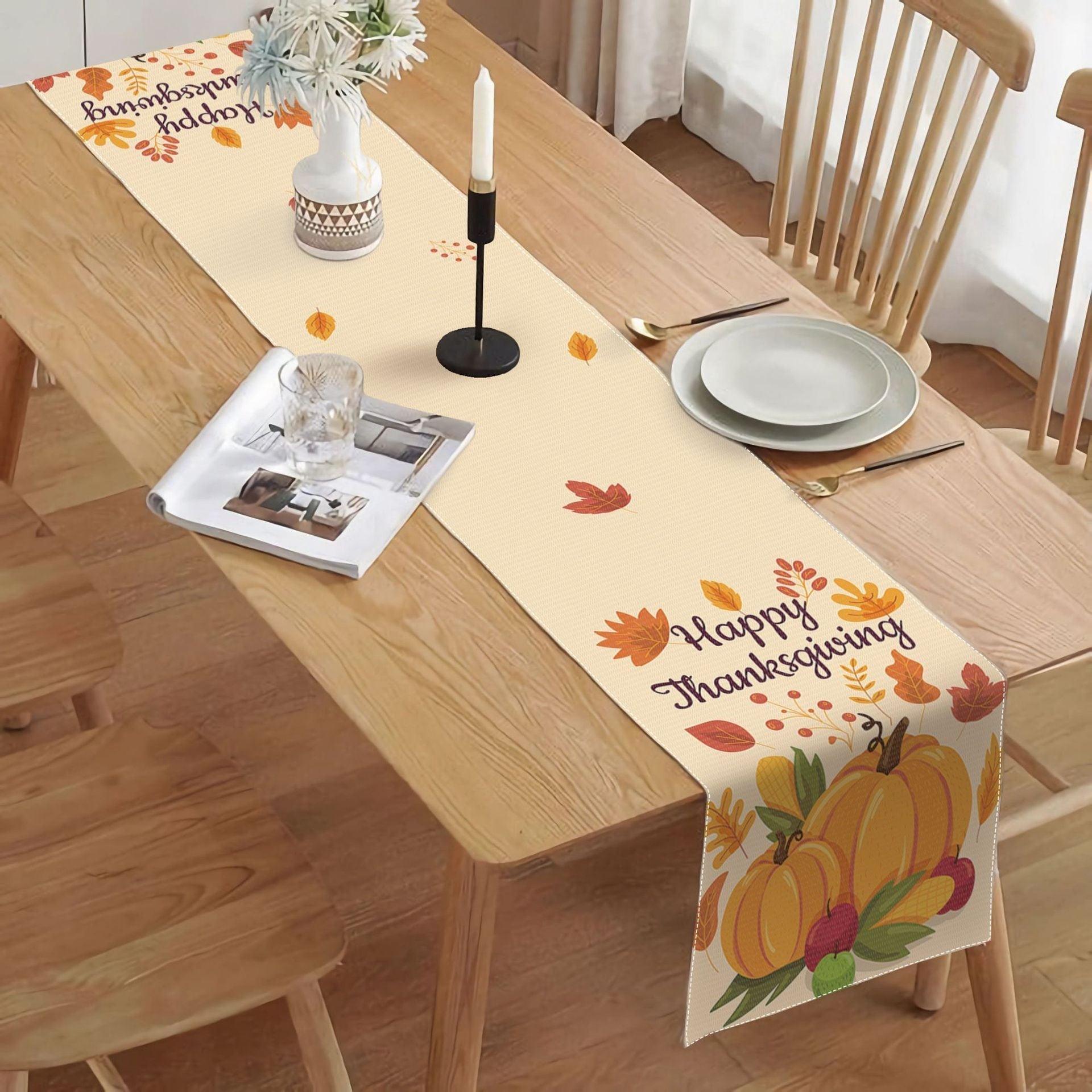 New Thanksgiving Table Flag Holiday Party Potluck Turkey Festival Pumpkin Decorative Table Mat Tablecloth Insulation Mat Amazon - Coscosmos