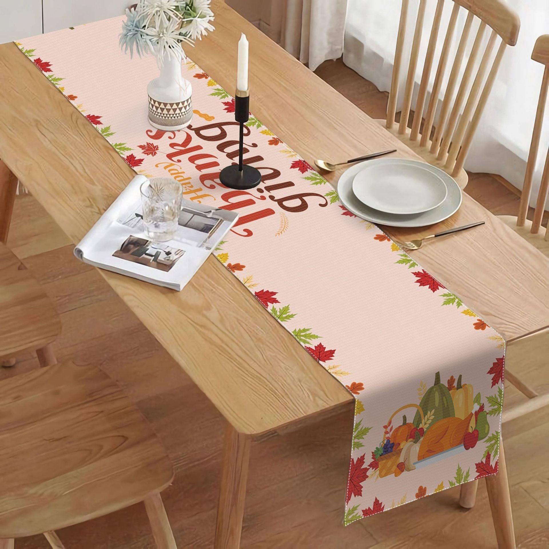 New Thanksgiving Table Flag Holiday Party Potluck Turkey Festival Pumpkin Decorative Table Mat Tablecloth Insulation Mat Amazon - Coscosmos