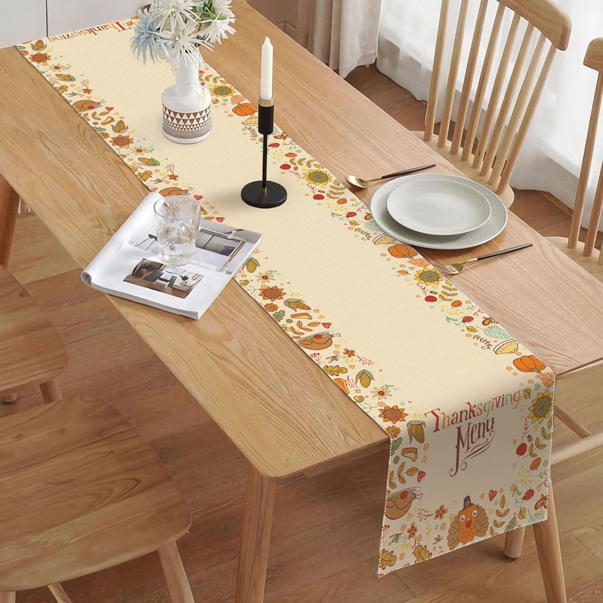 New Thanksgiving Table Flag Holiday Party Potluck Turkey Festival Pumpkin Decorative Table Mat Tablecloth Insulation Mat Amazon - Coscosmos