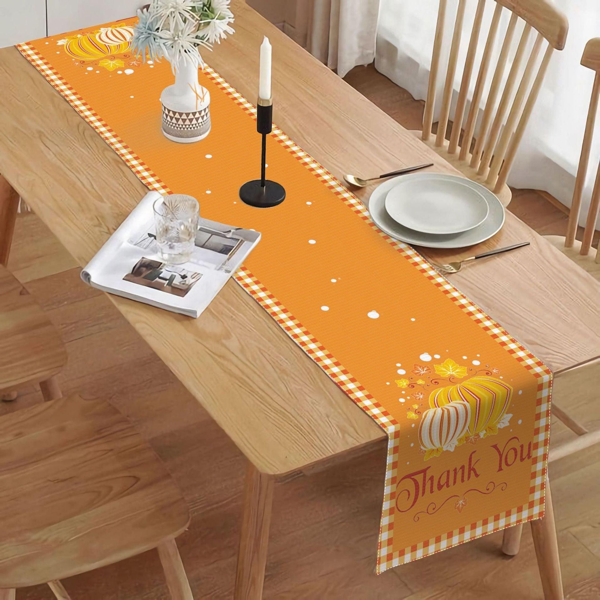 New Thanksgiving Table Flag Holiday Party Potluck Turkey Festival Pumpkin Decorative Table Mat Tablecloth Insulation Mat Amazon - Coscosmos