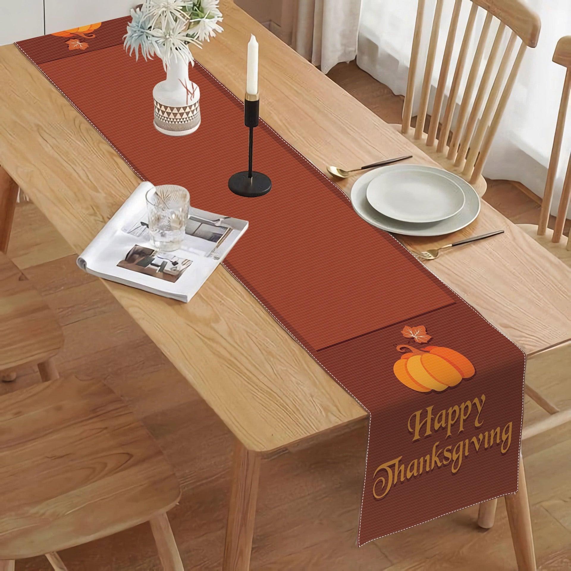 New Thanksgiving Table Flag Holiday Party Potluck Turkey Festival Pumpkin Decorative Table Mat Tablecloth Insulation Mat Amazon - Coscosmos