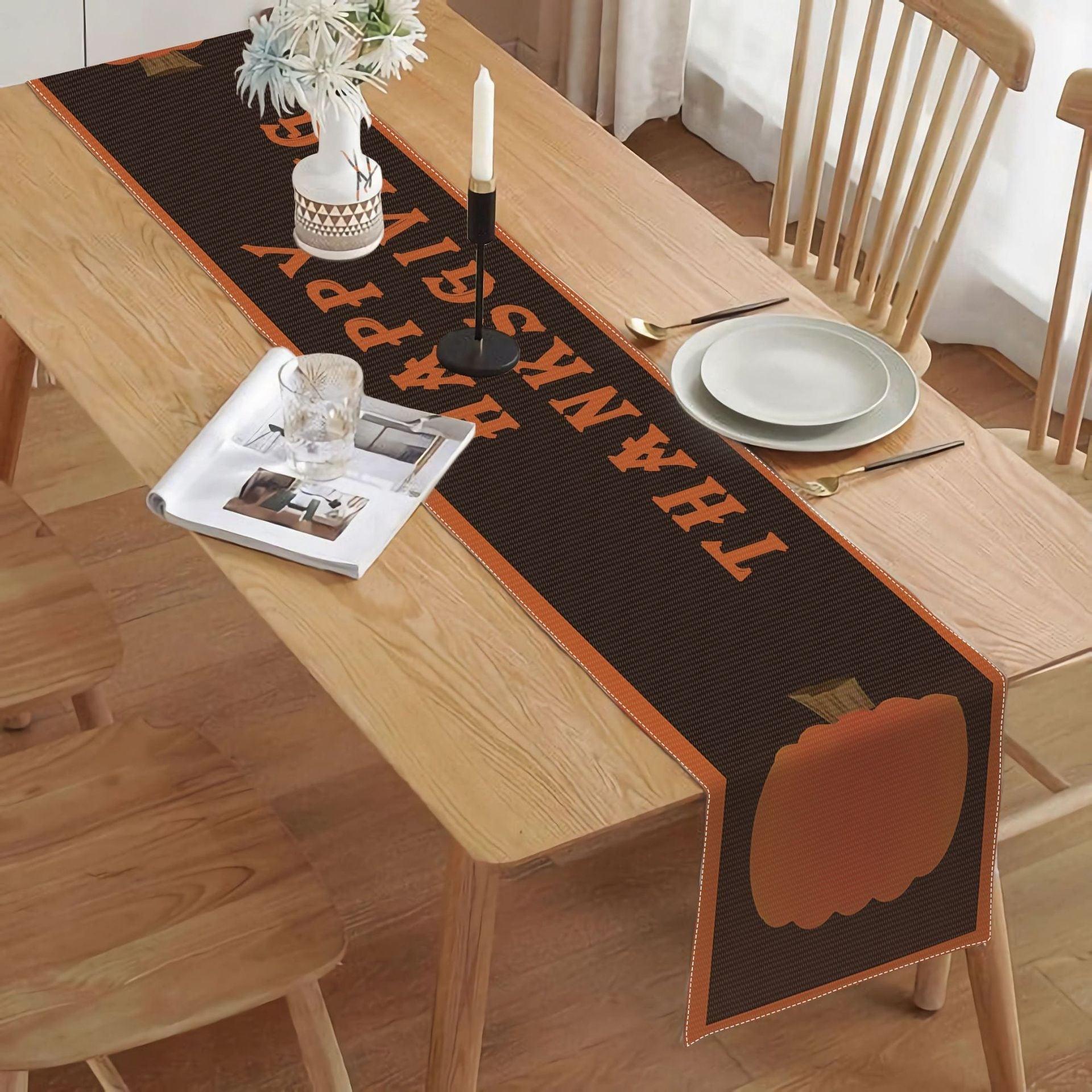 New Thanksgiving Table Flag Holiday Party Potluck Turkey Festival Pumpkin Decorative Table Mat Tablecloth Insulation Mat Amazon - Coscosmos