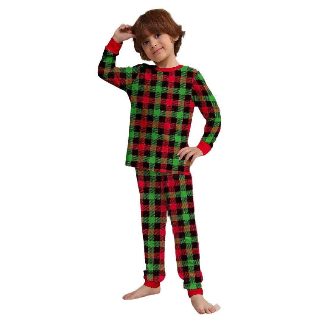 New Two - Piece Christmas Cartoon Plaid Family Matching Pajamas | Holiday Parent - Child Sleepwear Set - Coscosmos