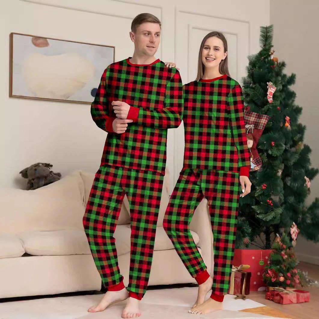 New Two - Piece Christmas Cartoon Plaid Family Matching Pajamas | Holiday Parent - Child Sleepwear Set - Coscosmos