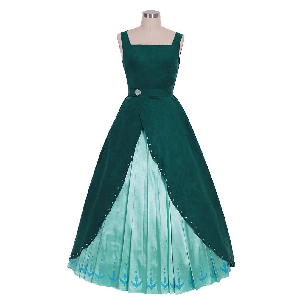 New Vision Frozen 2 Queen Anna Dark Green Dress Cosplay Costume | Adult Disney Princess Outfit - Coscosmos