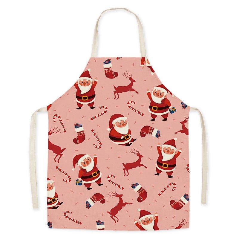 New Year Christmas Anti - fouling Kitchen Apron Household Decoration Adult Children's Linen Apron Event Gifts - Coscosmos