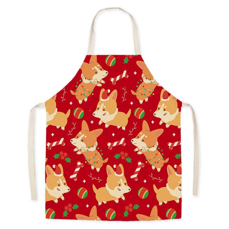 New Year Christmas Anti - fouling Kitchen Apron Household Decoration Adult Children's Linen Apron Event Gifts - Coscosmos