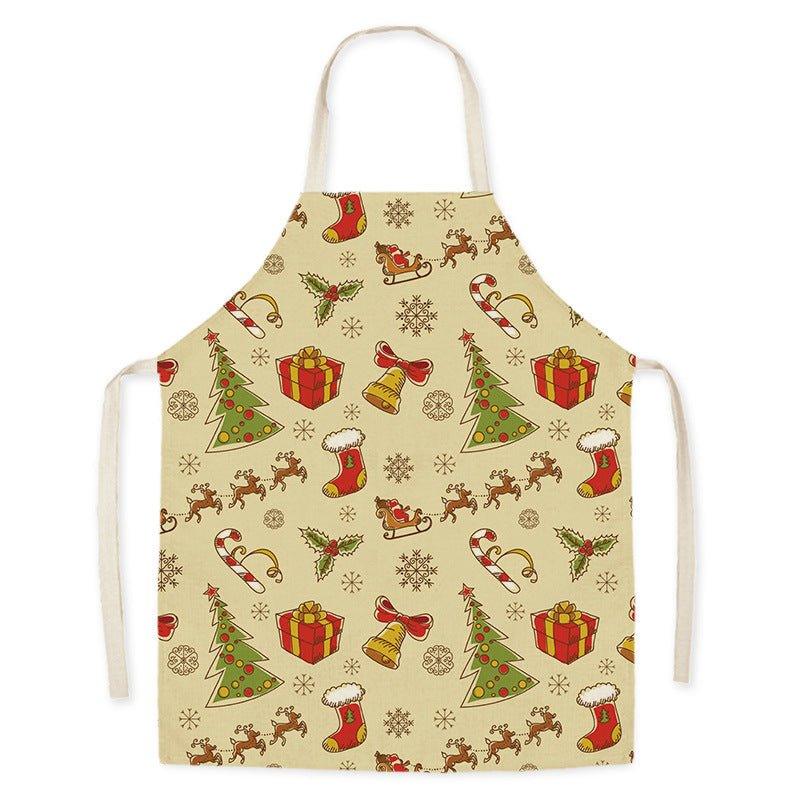 New Year Christmas Anti - fouling Kitchen Apron Household Decoration Adult Children's Linen Apron Event Gifts - Coscosmos