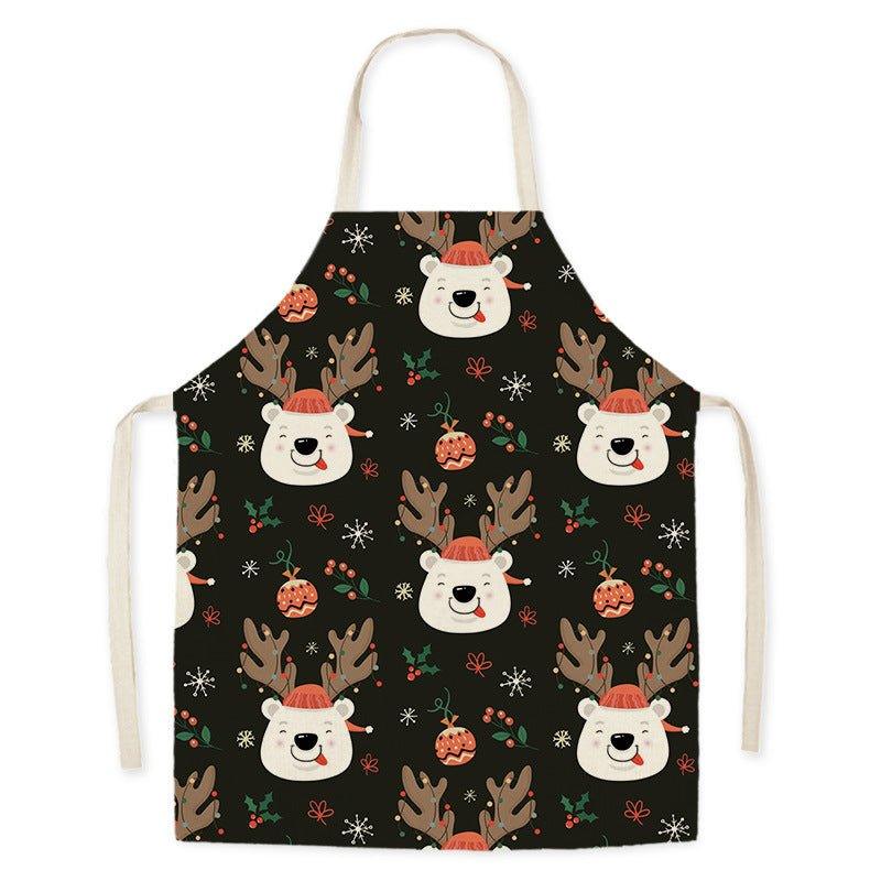 New Year Christmas Anti - fouling Kitchen Apron Household Decoration Adult Children's Linen Apron Event Gifts - Coscosmos